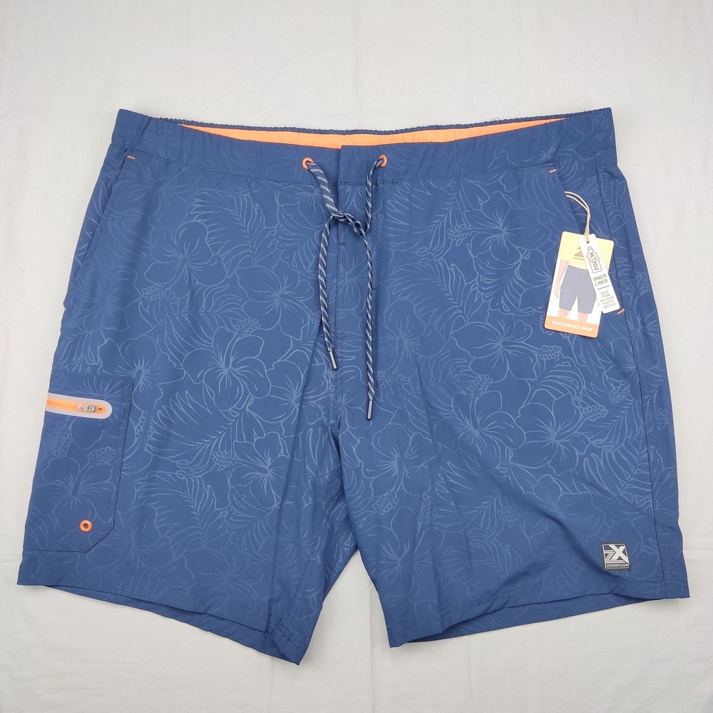 ZeroXposur Swim Trunks Mens XXL Blue Floral Performance Board Shorts‎ UPF 50+